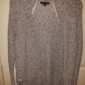 AMERICAN EAGLE speckled grey lace up cardigan size small